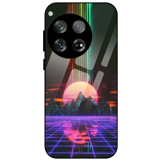 Retro Sunset Synthwave - Glass Case for OnePlus 12