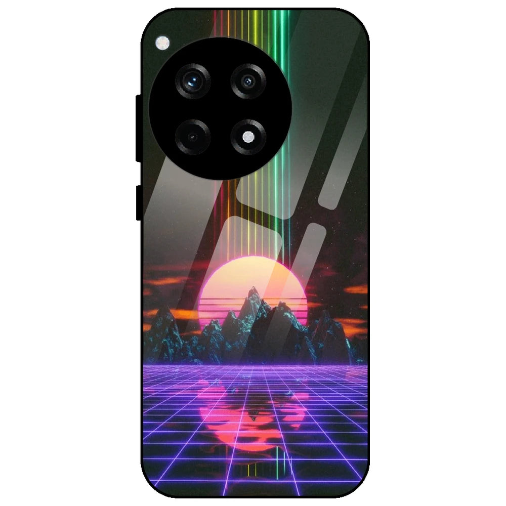 Retro Sunset Synthwave - Glass Case for OnePlus 12R