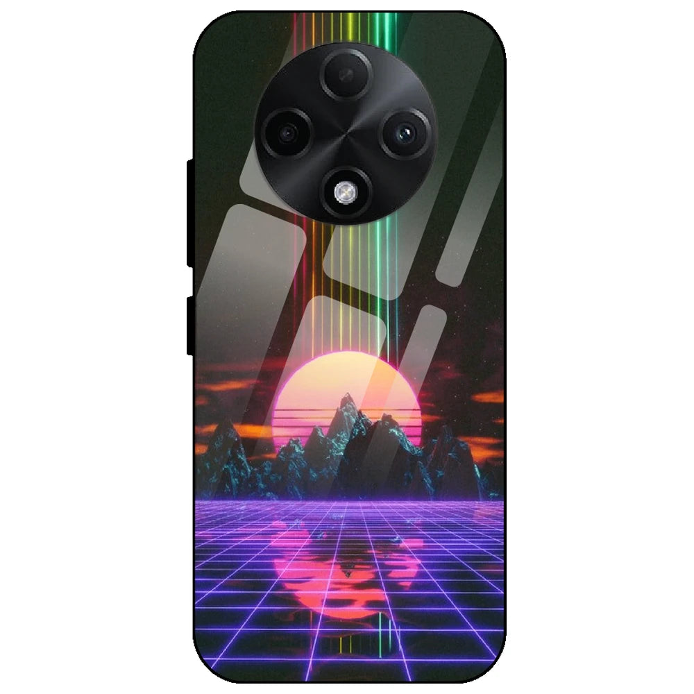 Retro Sunset Synthwave - Glass Case for Oppo F27
