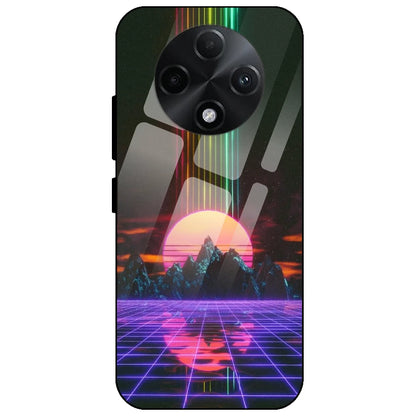 Retro Sunset Synthwave - Glass Case for Oppo F27 Pro