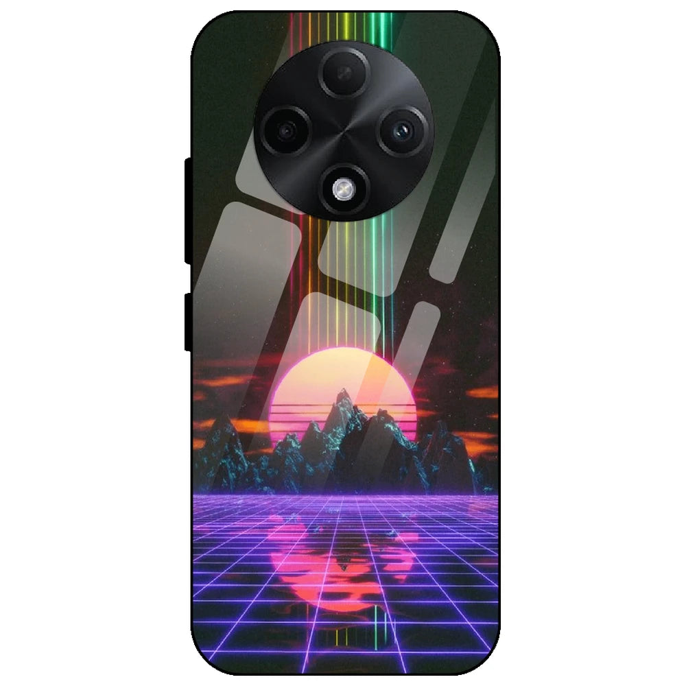 Retro Sunset Synthwave - Glass Case for Oppo F27 Pro Plus