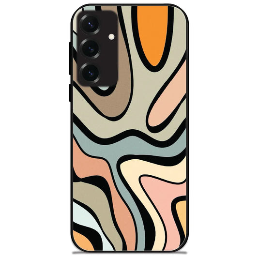 Retro Wavy Lines - Glossy Metal Silicone Case for Samsung Galaxy S25 Plus