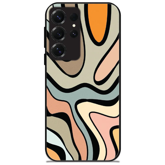 Retro Wavy Lines - Glossy Metal Silicone Case for Samsung Galaxy S25 Ultra