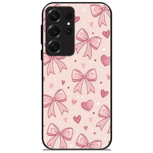Rosy Bow Romance - Glossy Metal Silicone Case for Samsung Galaxy S25 Ultra