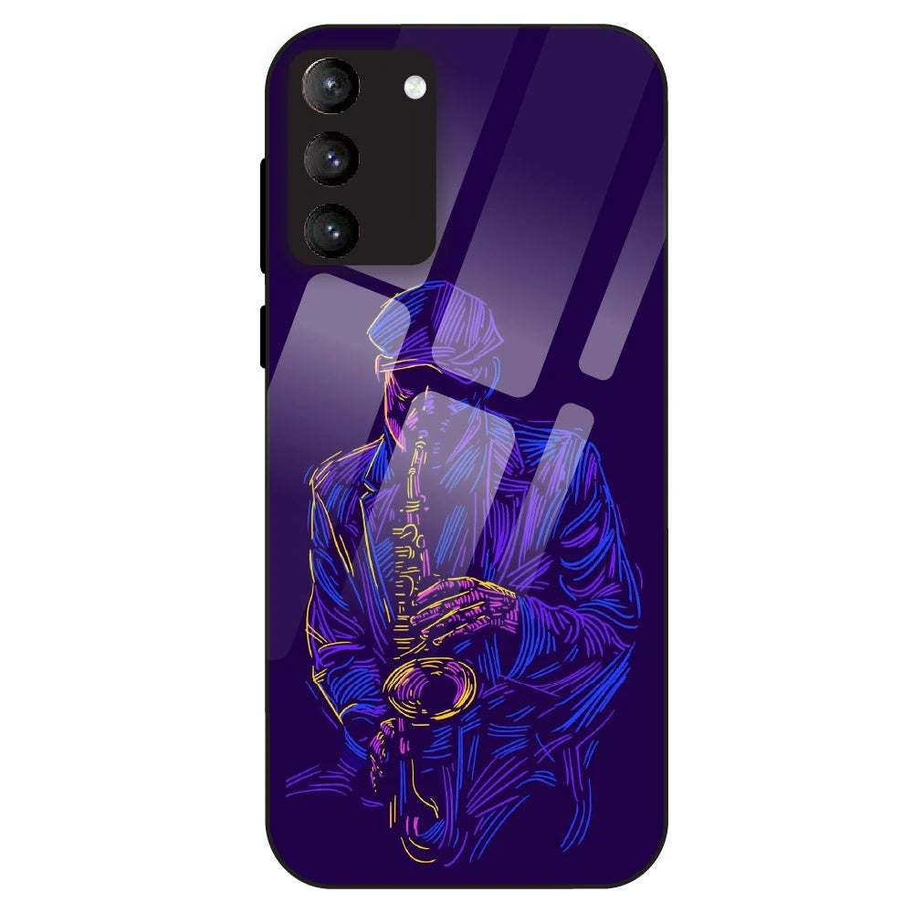 Neon Saxophone Art - Glass Case For Samsung Galaxy S21 Plus