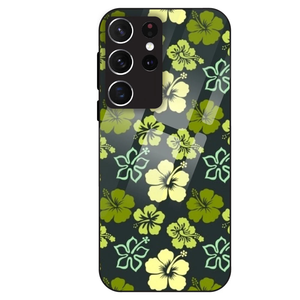 Green Hibiscus - Glass Case For Samsung Galaxy S21 Ultra