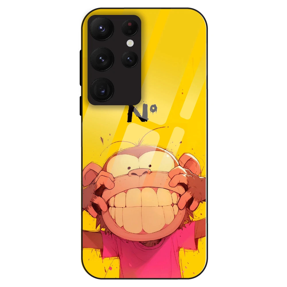 Grinning Monkey - Glass Case For Samsung Galaxy S22 Ultra
