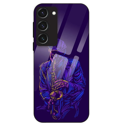Neon Saxophone Art - Glass Case For Samsung Galaxy S23