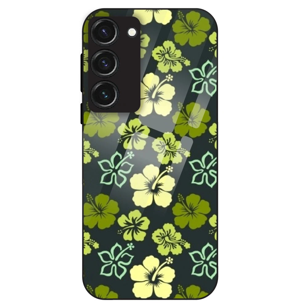 Green Hibiscus - Glass Case For Samsung Galaxy S23