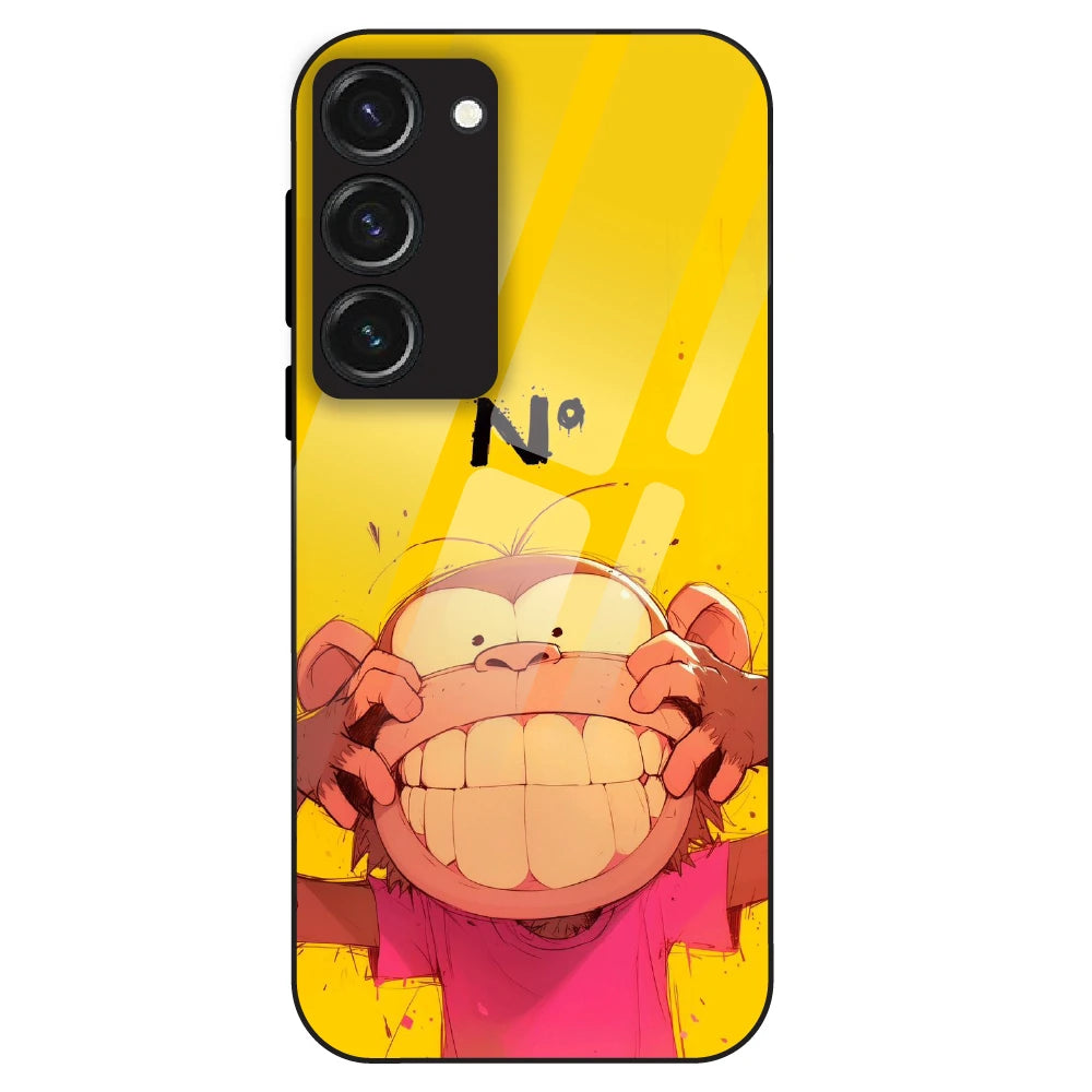 Grinning Monkey - Glass Case For Samsung Galaxy S23