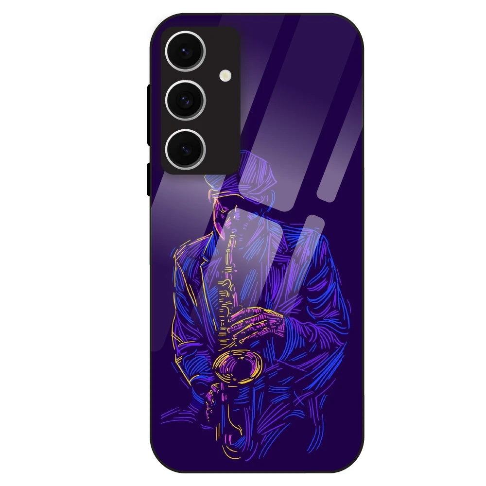 Neon Saxophone Art - Glass Case For Samsung Galaxy S24 FE