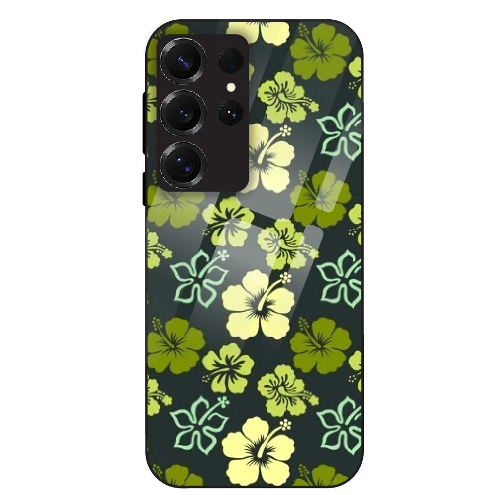 Green Hibiscus - Glass Case For Samsung Galaxy S25 Ultra