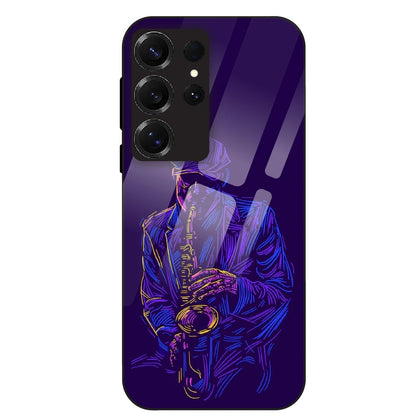 Neon Saxophone Art - Glass Case For Samsung Galaxy S25 Ultra