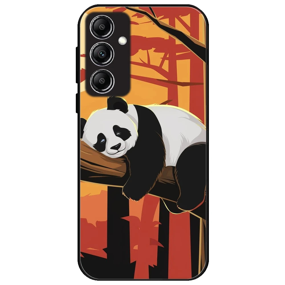 Sleeping Panda Sunset - Glossy Metal Silicone Case for Samsung Galaxy A14