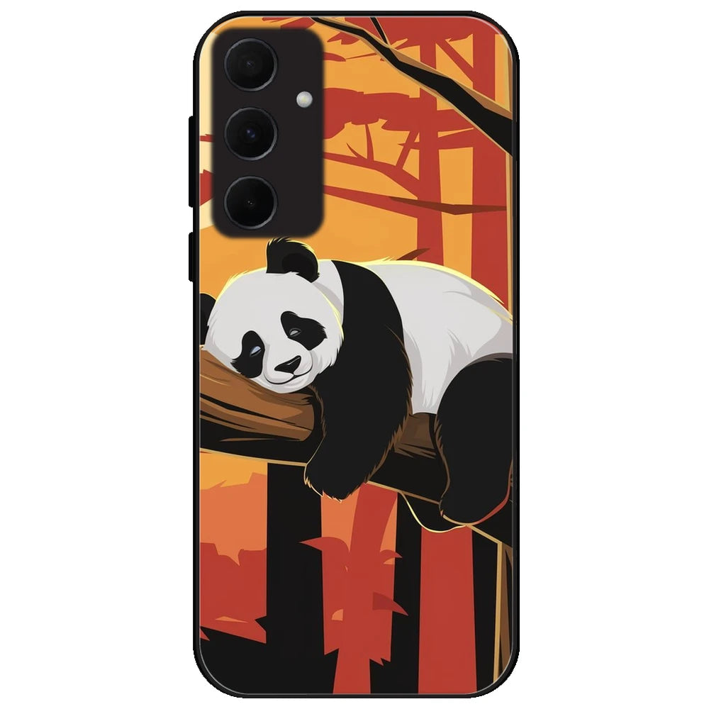 Sleeping Panda Sunset - Glossy Metal Silicone Case for Samsung Galaxy A35