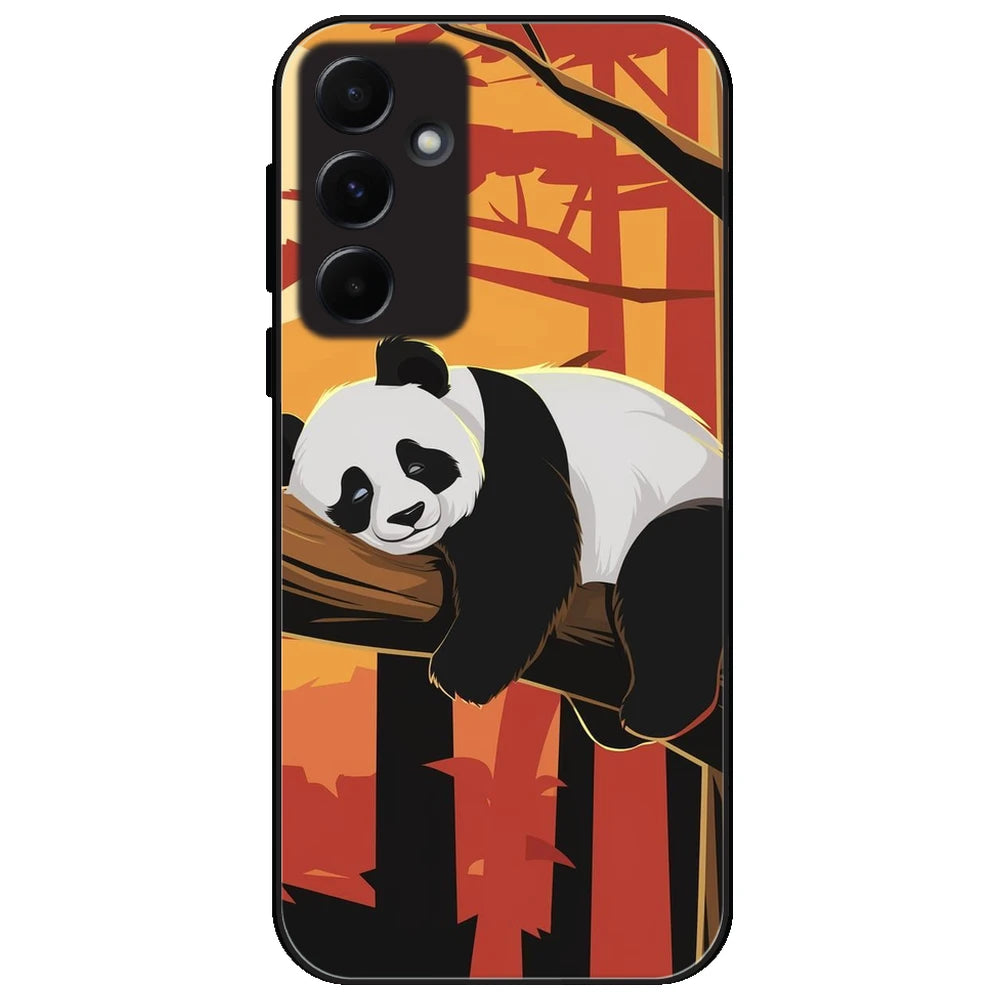 Sleeping Panda Sunset - Glossy Metal Silicone Case for Samsung Galaxy A55 5G