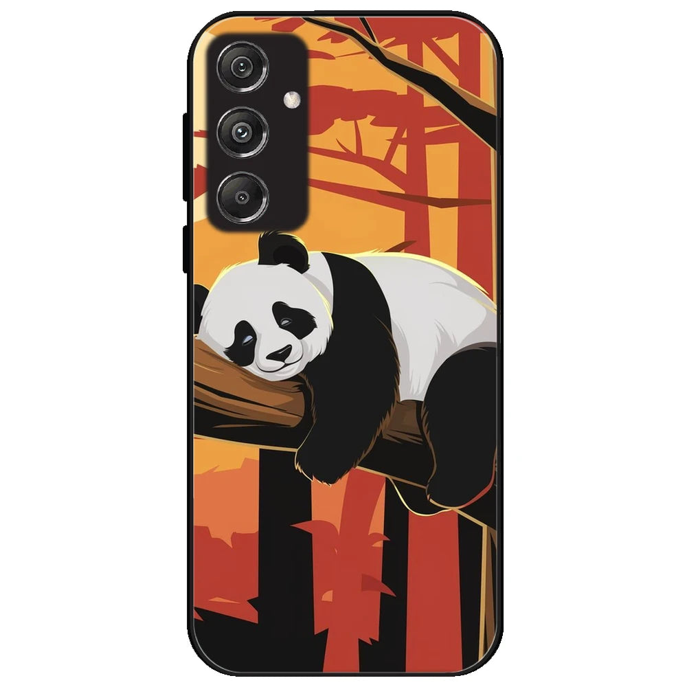 Sleeping Panda Sunset - Glossy Metal Silicone Case for Samsung Galaxy M34 5G