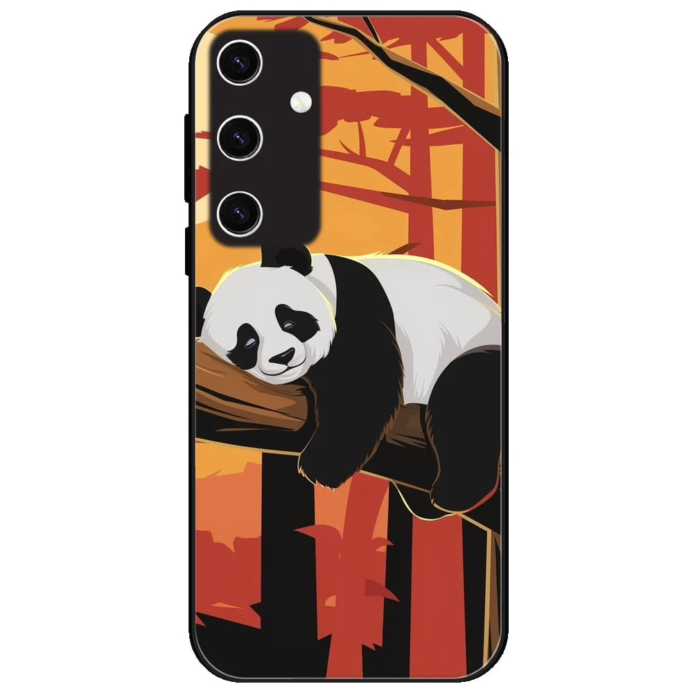 Sleeping Panda Sunset - Glossy Metal Silicone Case for Samsung Galaxy S23 Plus 5G