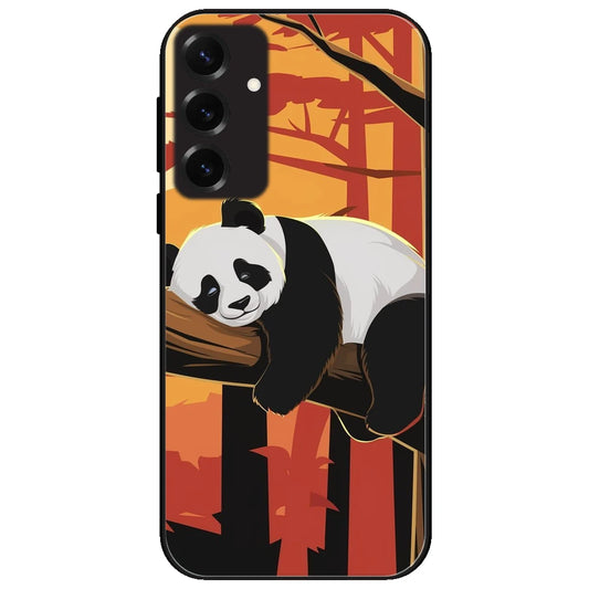 Sleeping Panda Sunset - Glossy Metal Silicone Case for Samsung Galaxy S25 Plus