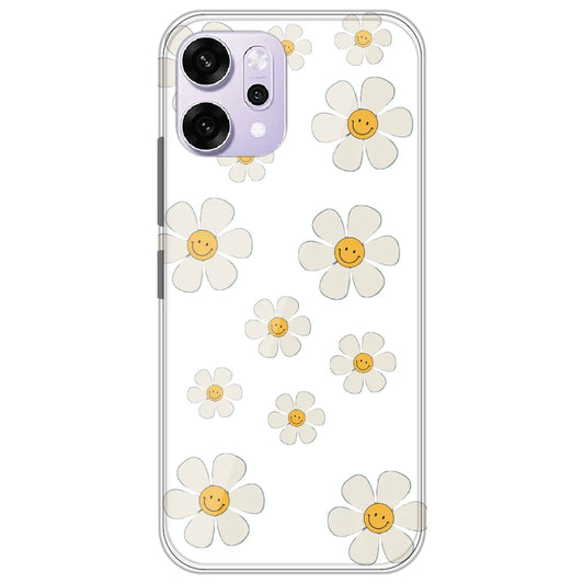 Smile Flowers - Clear Printed Silicone Case for Oppo Reno 14 Pro