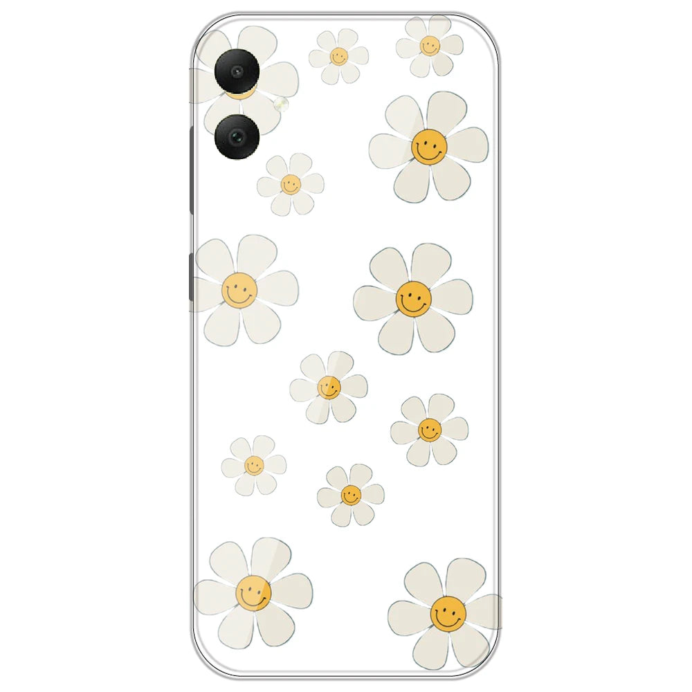 Smile Flowers - Clear Printed Silicone Case for Samsung Galaxy A06