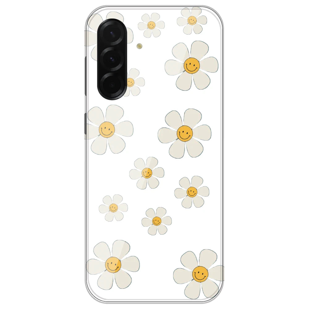 Smile Flowers - Clear Printed Silicone Case for Samsung Galaxy A26