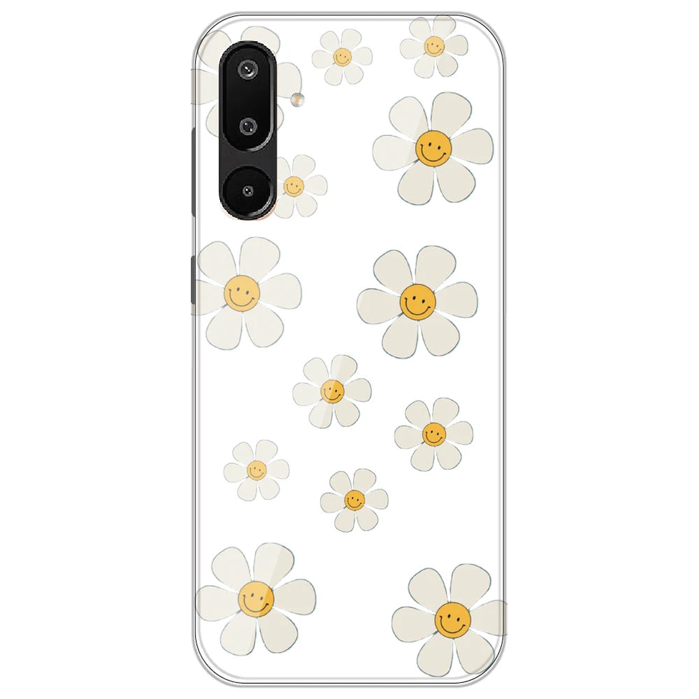 Smile Flowers - Clear Printed Silicone Case for Samsung Galaxy M16