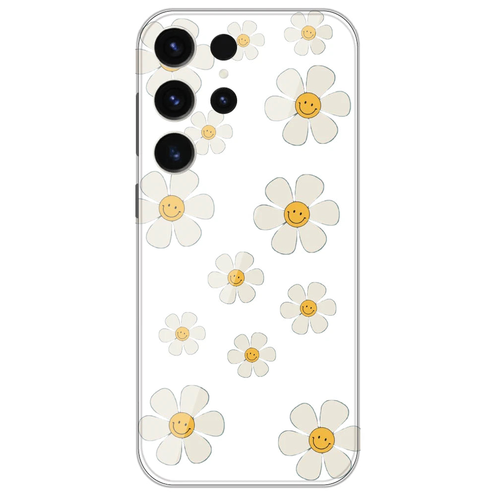 Smile Flowers - Clear Printed Silicone Case for Samsung Galaxy S26 Ultra