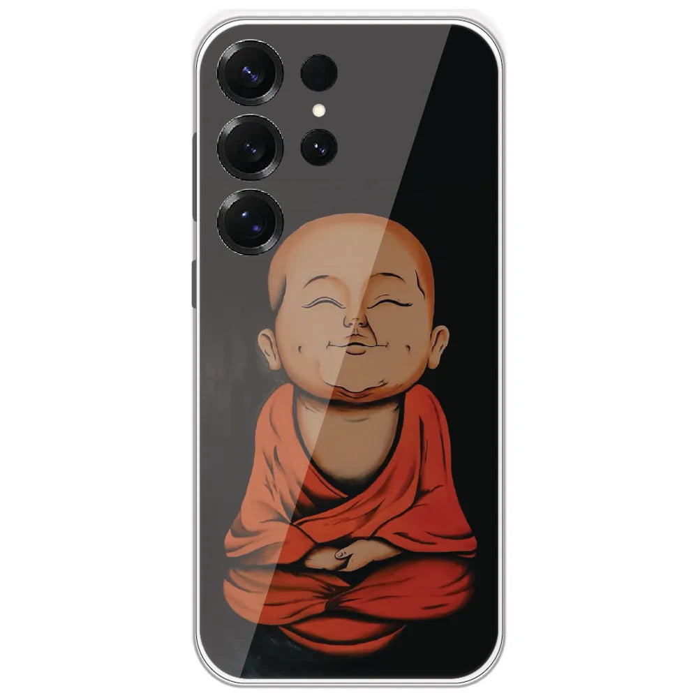 Smiling Little Monk - Printed Silicone Case for Samsung Galaxy S25 Ultra