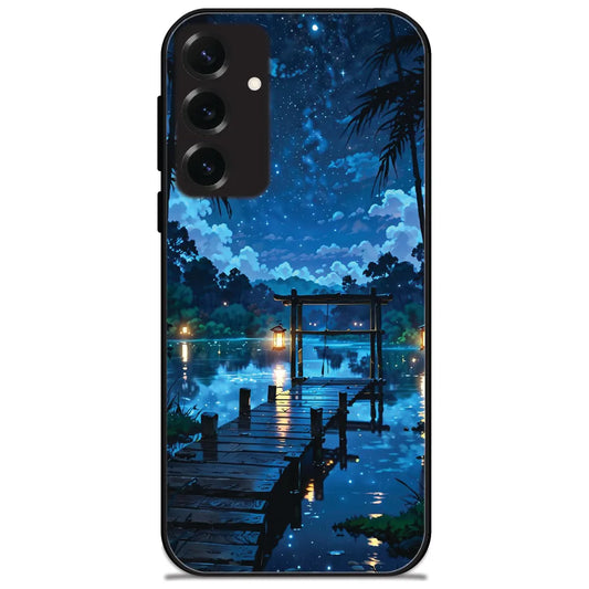 Starry Night Pier - Glossy Metal Silicone Case for Samsung Galaxy S25 Plus