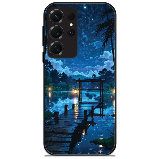 Starry Night Pier - Glossy Metal Silicone Case for Samsung Galaxy S25 Ultra