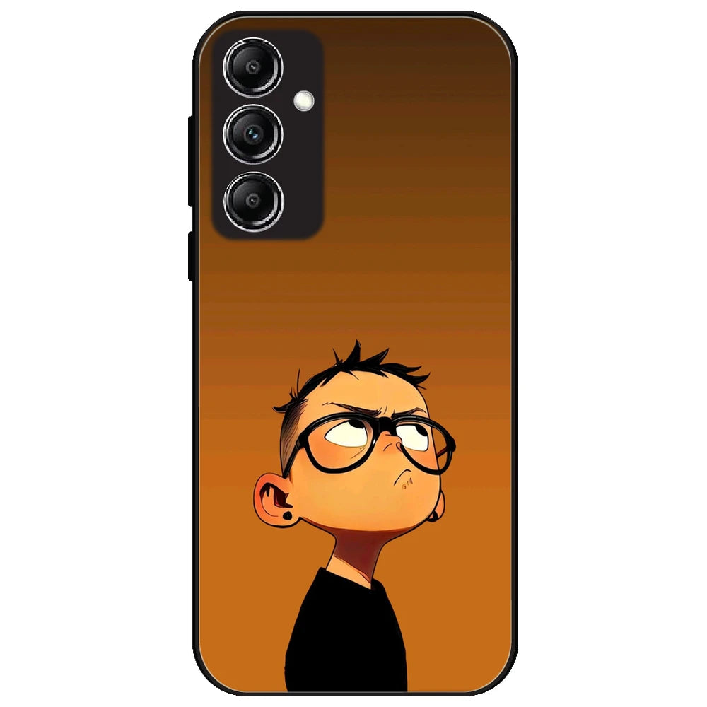 Stylish Cartoon Boy - Glossy Metal Silicone Case for Samsung Galaxy A14