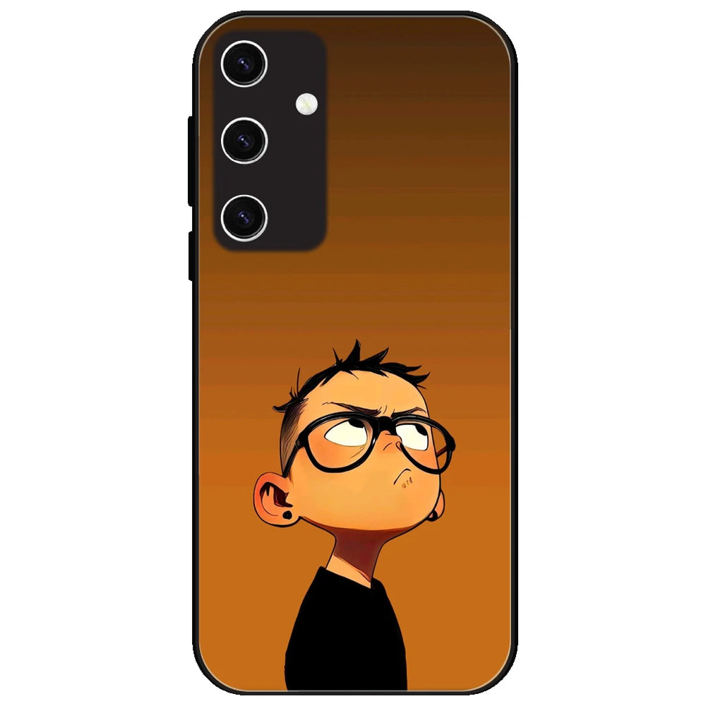 Stylish Cartoon Boy - Glossy Metal Silicone Case for Samsung Galaxy S23 Plus 5G