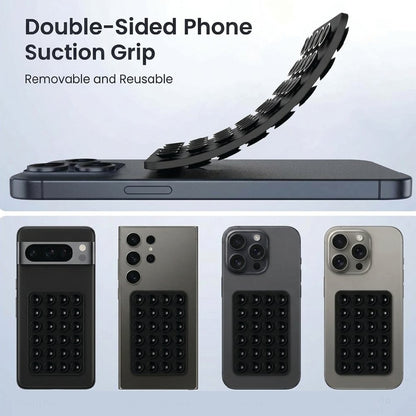 Double-sided suction grip, removable and reusable