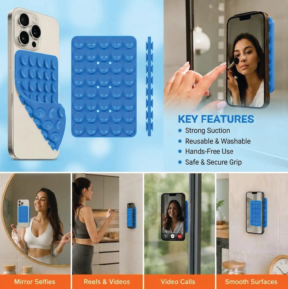 Hands-free mirror selfies, reels, video calls
