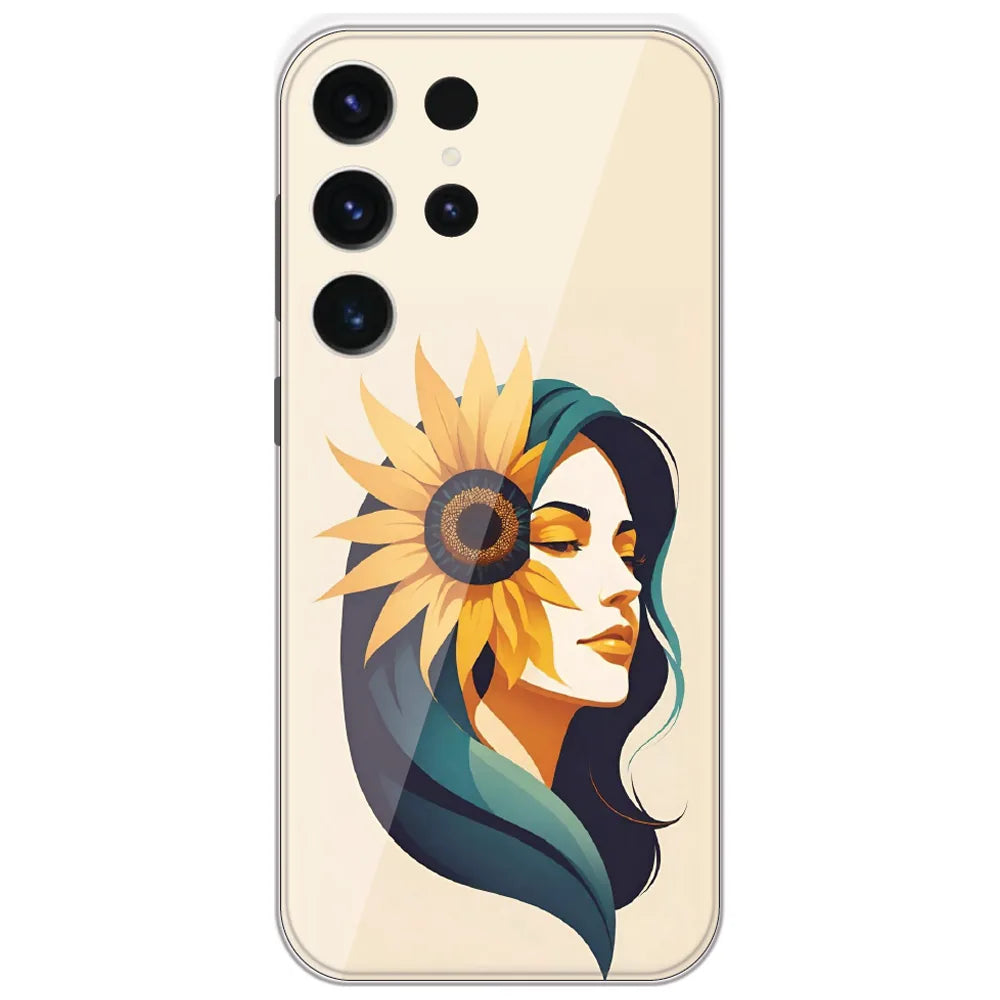 Sunflower Hair Girl - Printed Silicone Case for Samsung Galaxy S23 Ultra