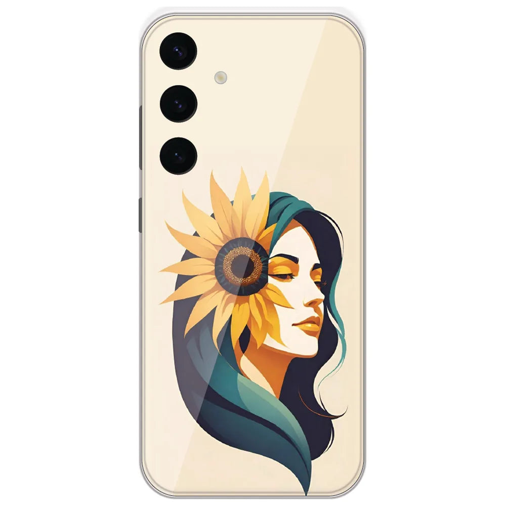 Sunflower Hair Girl - Printed Silicone Case for Samsung Galaxy S24 Plus