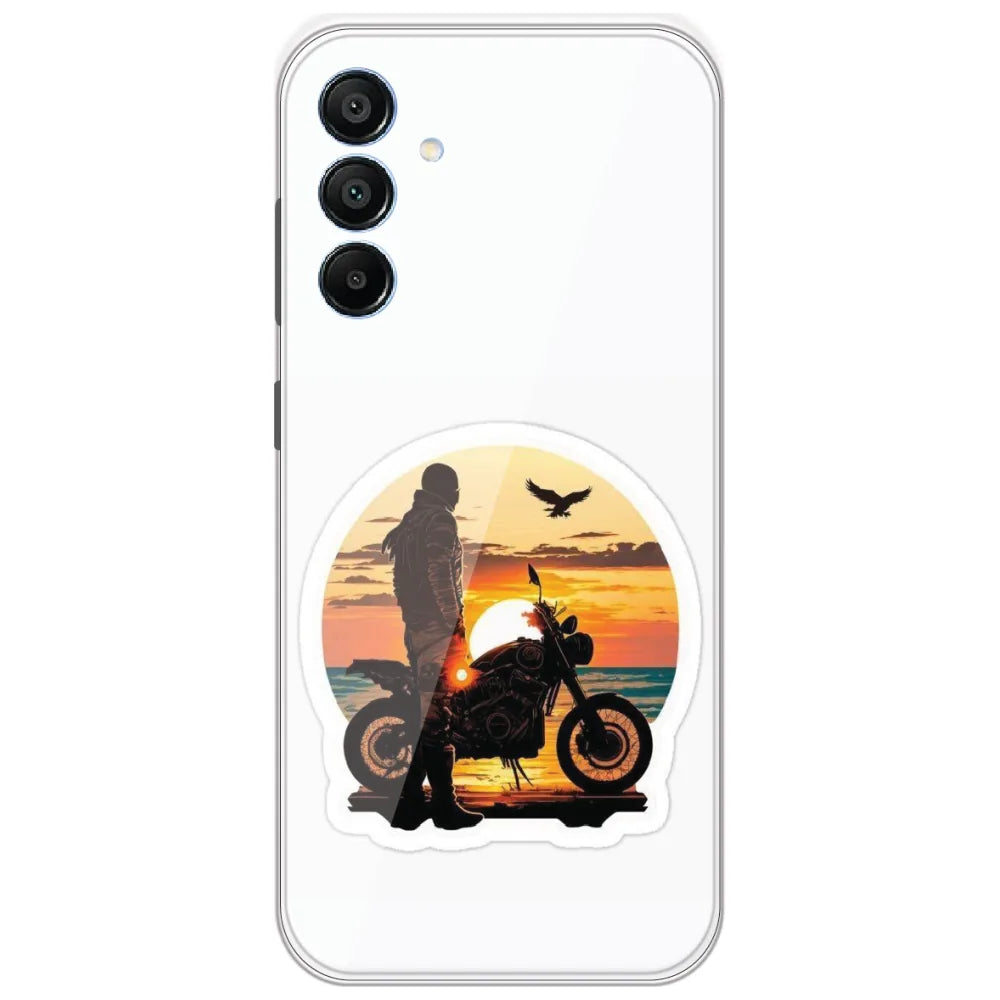 Sunset Biker - Printed Silicone Case for Samsung Galaxy A15