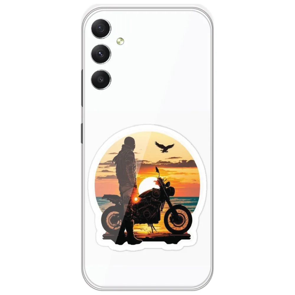 Sunset Biker - Printed Silicone Case for Samsung Galaxy A34