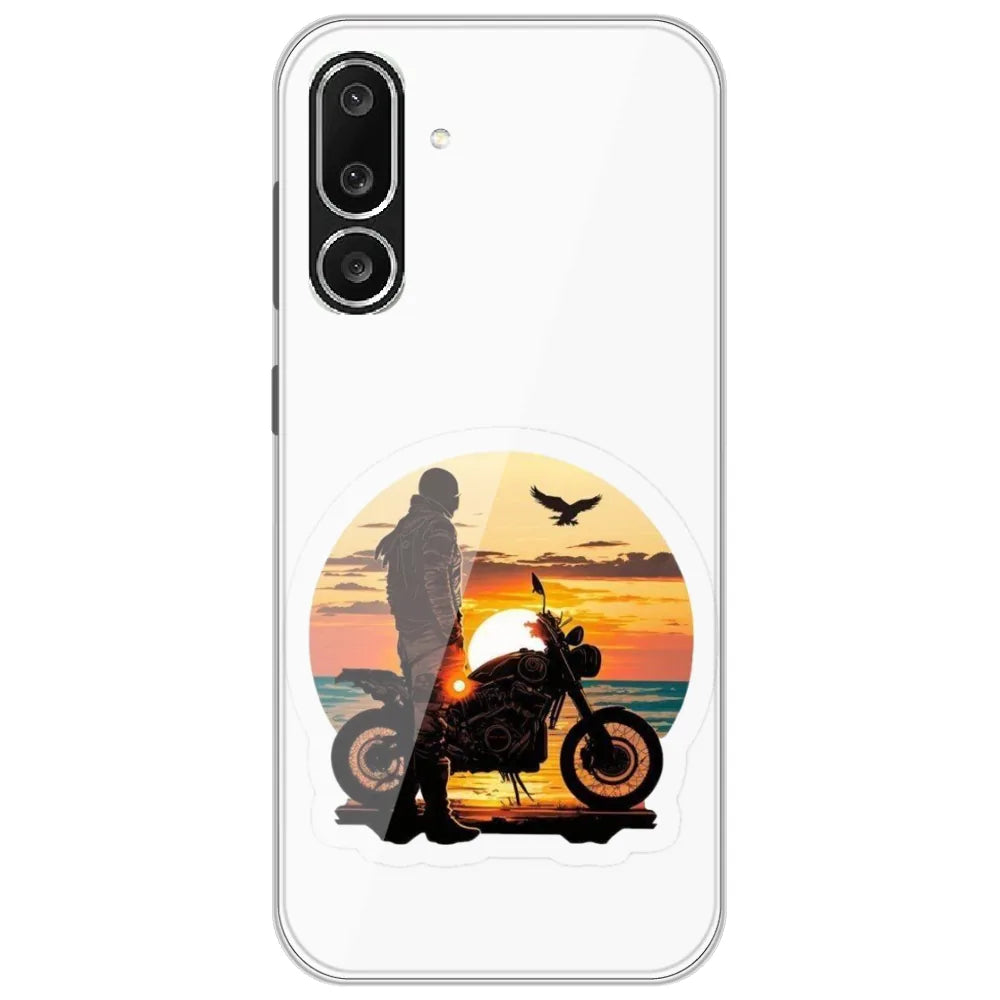 Sunset Biker - Printed Silicone Case for Samsung Galaxy F36