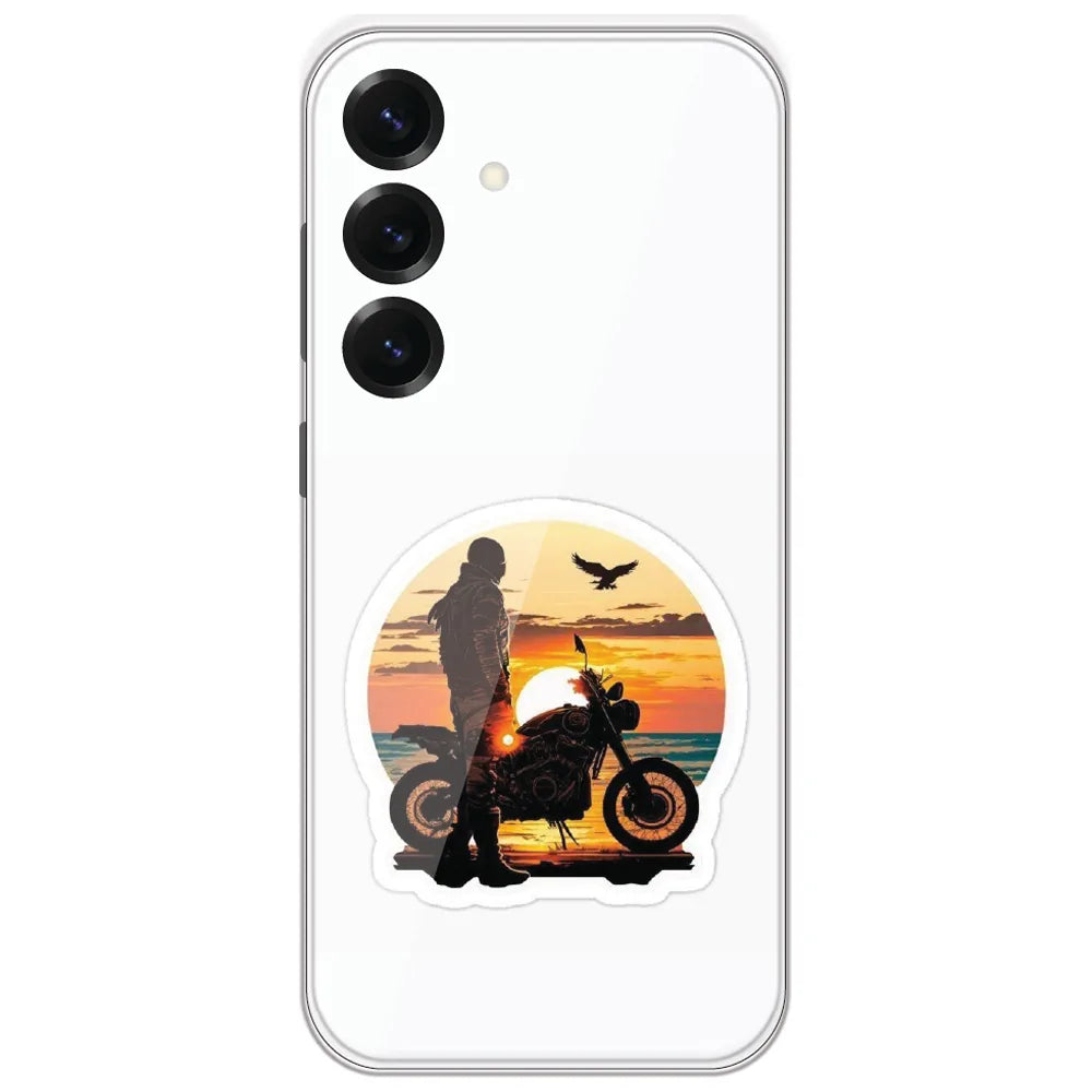 Sunset Biker - Printed Silicone Case for Samsung Galaxy S25