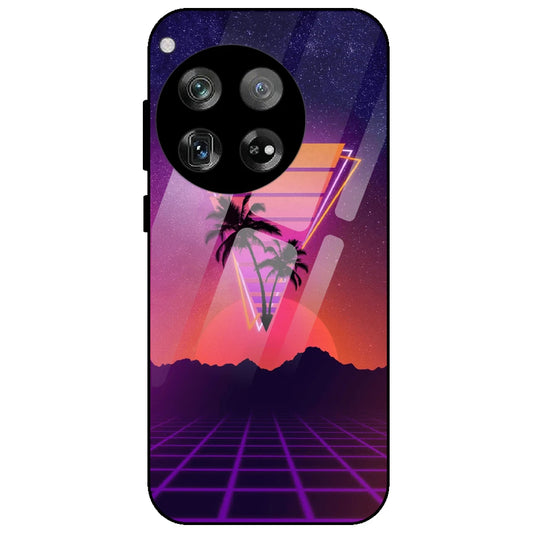 Sunset Grid Synthwave - Glass Case for OnePlus 12