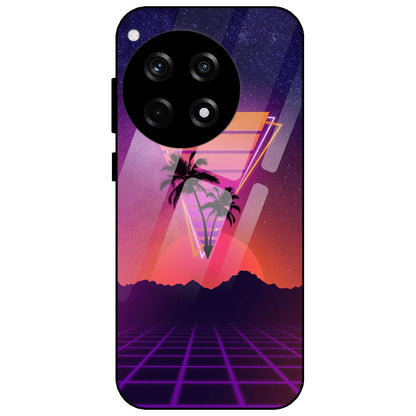 Sunset Grid Synthwave - Glass Case for OnePlus 12R