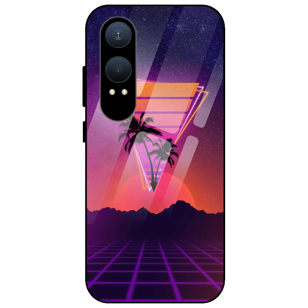 Sunset Grid Synthwave - Glass Case for OnePlus Nord CE 4 Lite