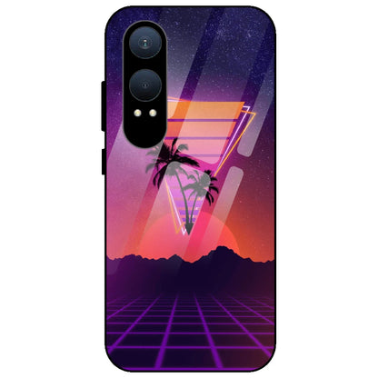 Sunset Grid Synthwave - Glass Case for OnePlus Nord CE 4 Lite
