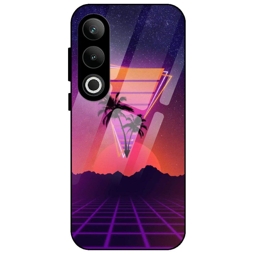 Sunset Grid Synthwave - Glass Case for OnePlus Nord CE 4
