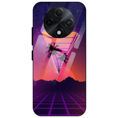 Sunset Grid Synthwave - Glass Case for Oppo F27 Pro Plus