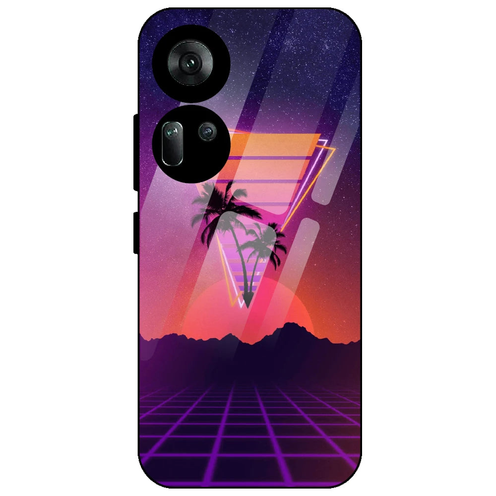Sunset Grid Synthwave - Glass Case for Oppo Reno 11