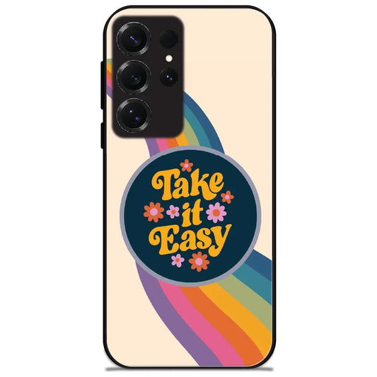 Take It Easy Rainbow - Glossy Metal Silicone Case for Samsung Galaxy S25 Ultra