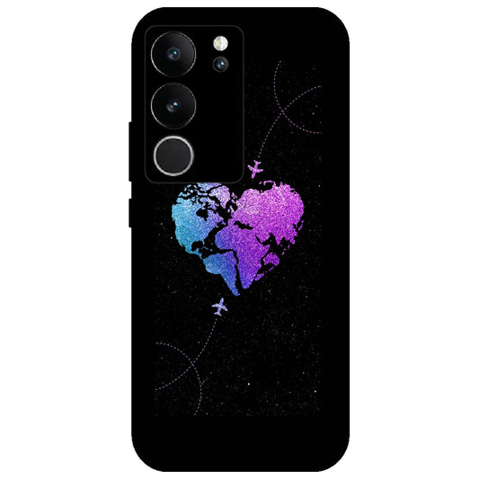 Travel Heart - Glossy Metal Silicone Case for Vivo V29 5G